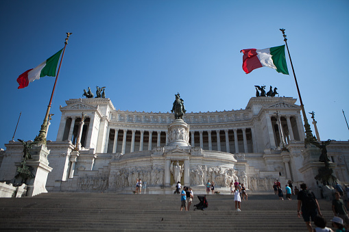 Rome, italy - September 01, 2015: Piazza Venezia in Rome. Monument of Victor Emmanuel Situated between the Capitoline Hill—one of Rome’s “Seven Hills”—and Piazza Venezia, the monument to King Victor Emmanuel II is one of Rome’s distinctive landmarks.