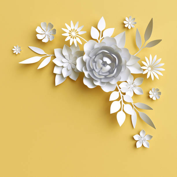 istock 3d illustration, decorative red paper flowers background 648498730