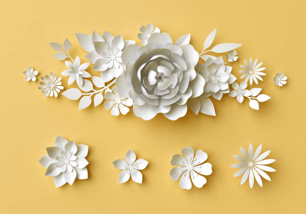 istock 3d illustration, decorative red paper flowers background 648498792