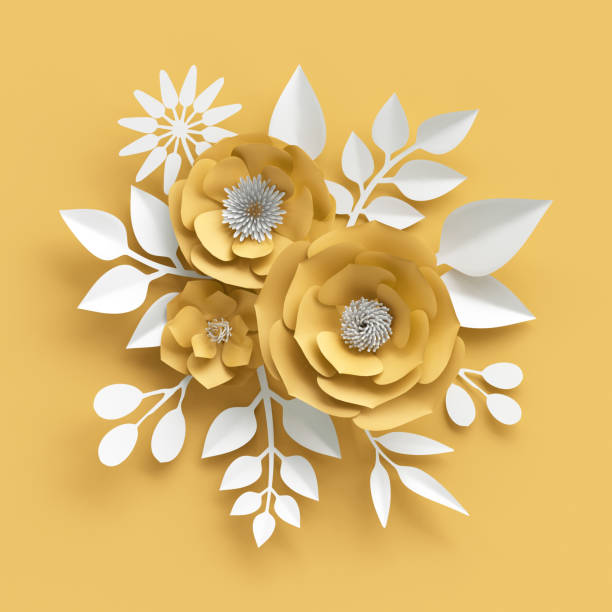 istock 3d illustration, decorative red paper flowers background 648498838