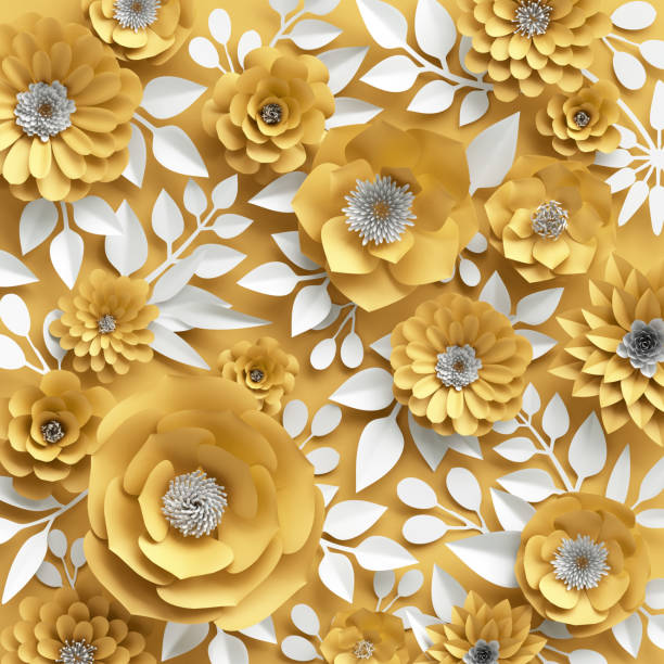 istock 3d illustration, decorative red paper flowers background 648498938