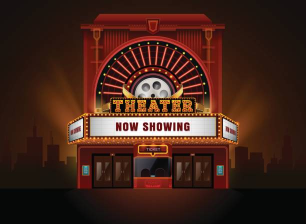 theater cinema building theater cinema building vector easy to change color and object theatre building stock illustrations