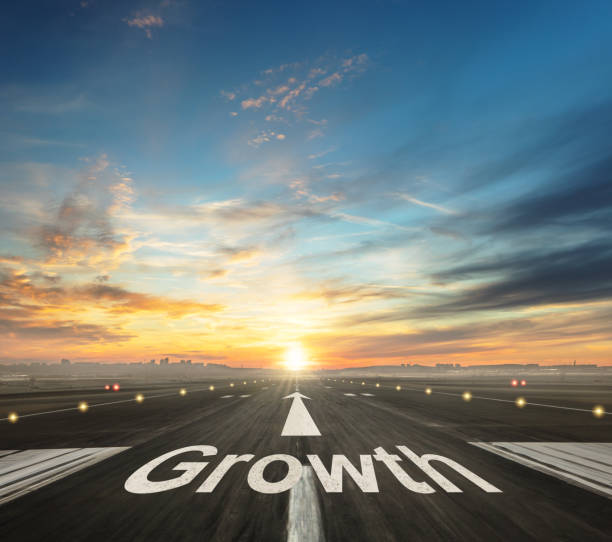 istock Growth creative concept with airport runway 648506114