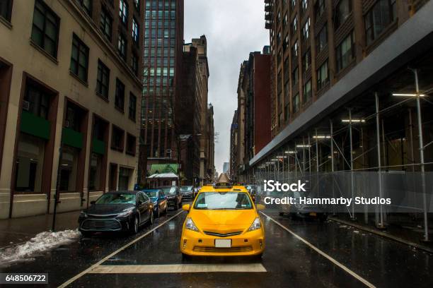 New York City Cityscape In Rainy Day Stock Photo - Download Image Now - Car, Convoy, On The Move