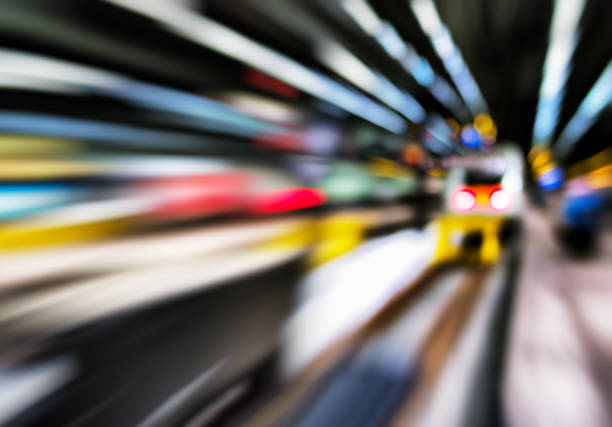 Horizontal vivid abstract motion train station transportation ba Horizontal vivid abstract motion train station transportation background backdrop long shutter speed stock pictures, royalty-free photos & images
