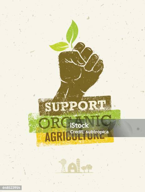 Soutenir Les Agriculteurs Locaux Créateur Bio Eco Vector Illustration Sur Fond De Papier Recyclé Vecteurs libres de droits et plus d'images vectorielles de Recyclage
