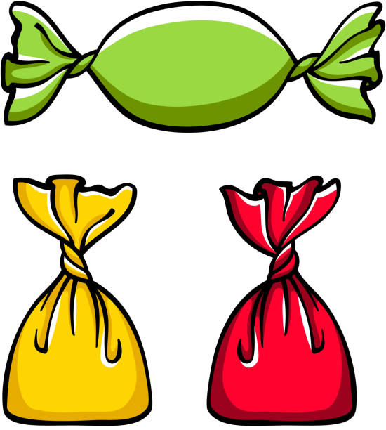 ilustrações de stock, clip art, desenhos animados e ícones de colorful wrapped candies set - candy hard candy wrapped variation