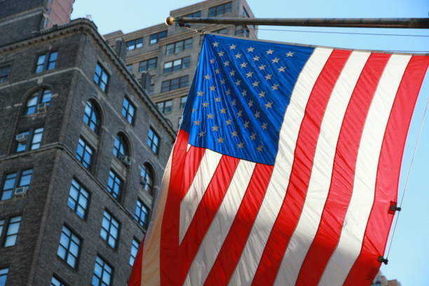 USA New York buiding flag