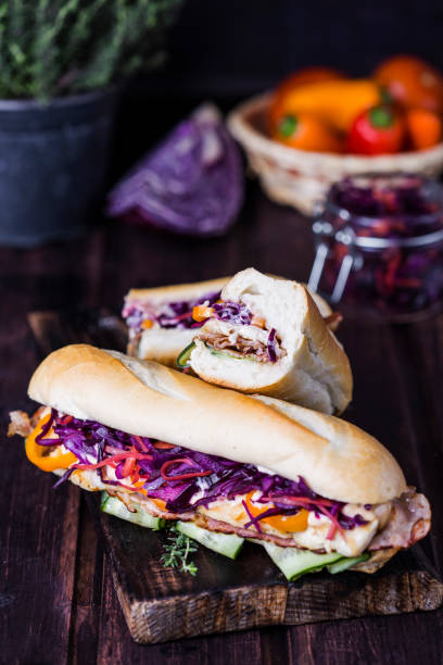 istock Fresh and tasty sandwich with chicken 648525940