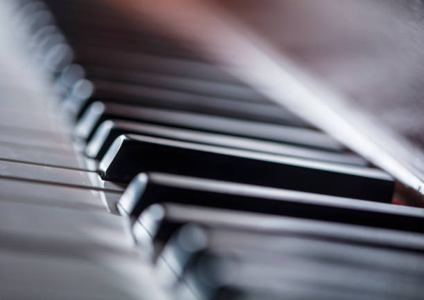 istock Close-up of an old piano keyboard 648530080