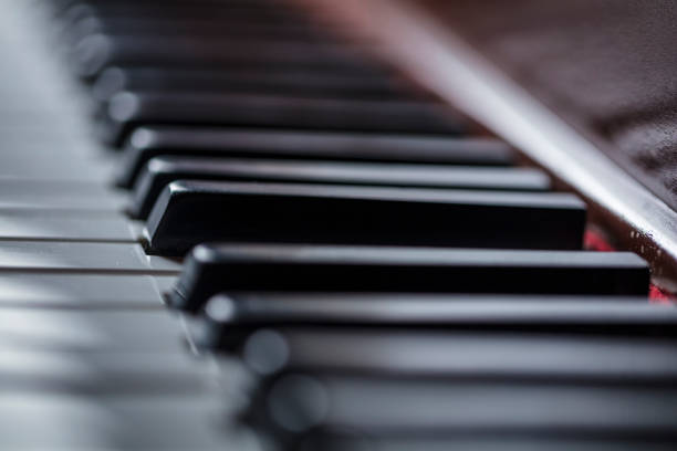istock Close-up of an old piano keyboard 648530084