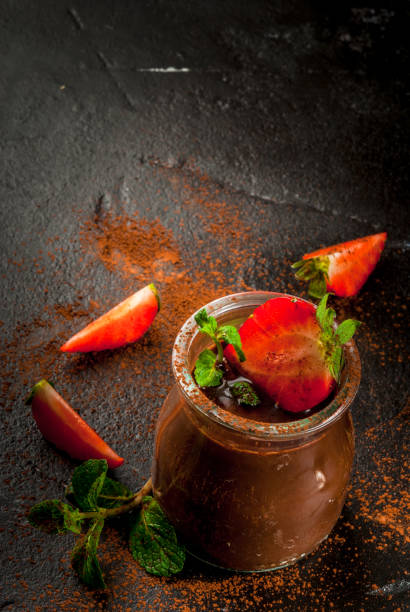 istock Chocolate dessert  with strawberries and mint 648532250
