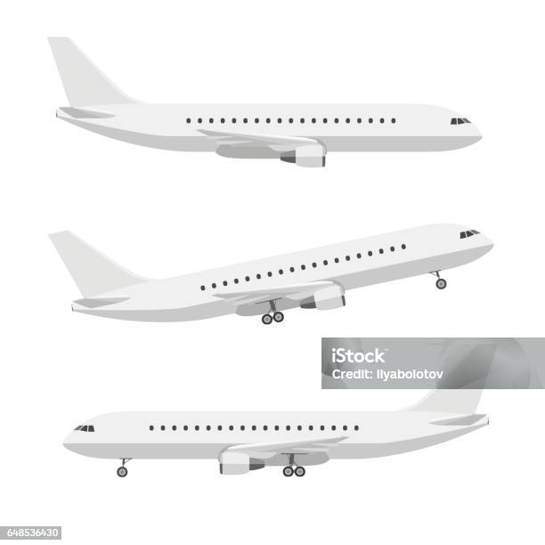 Avião - Arte vetorial de stock e mais imagens de Avião - Avião, Vista Lateral, Ilustração