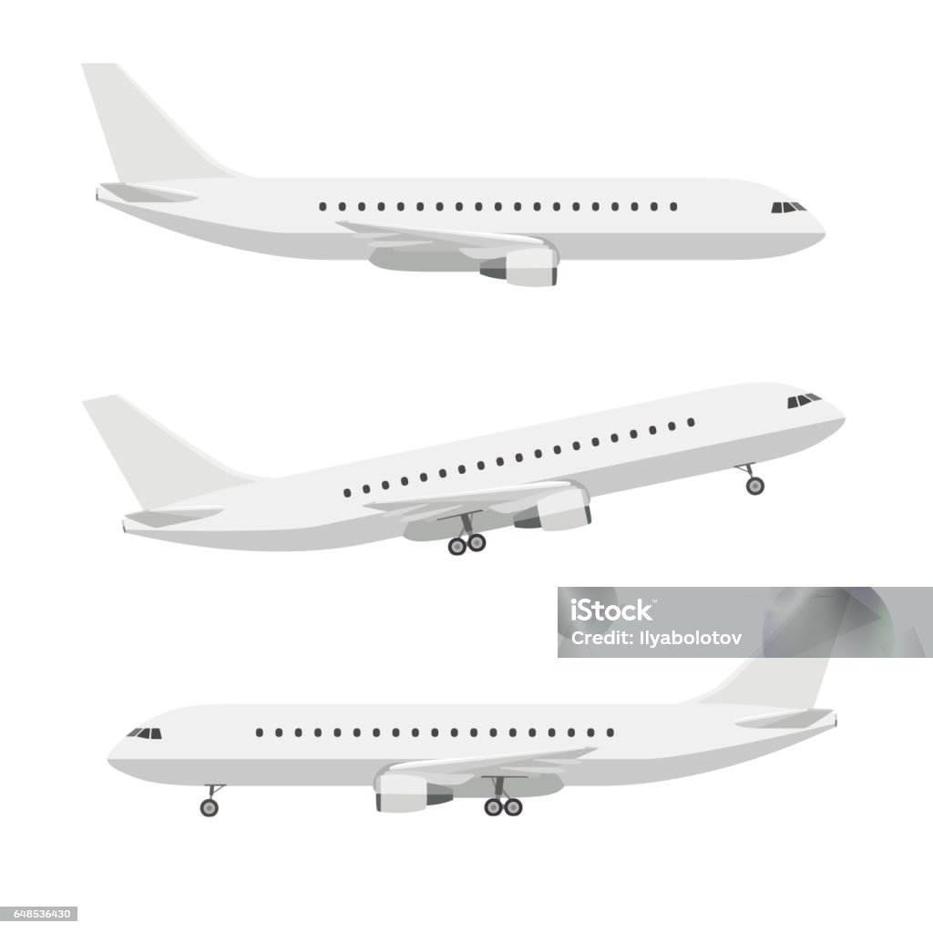 Airplane Plane in flat style. Vector side view of airplanes. Airplane stock vector