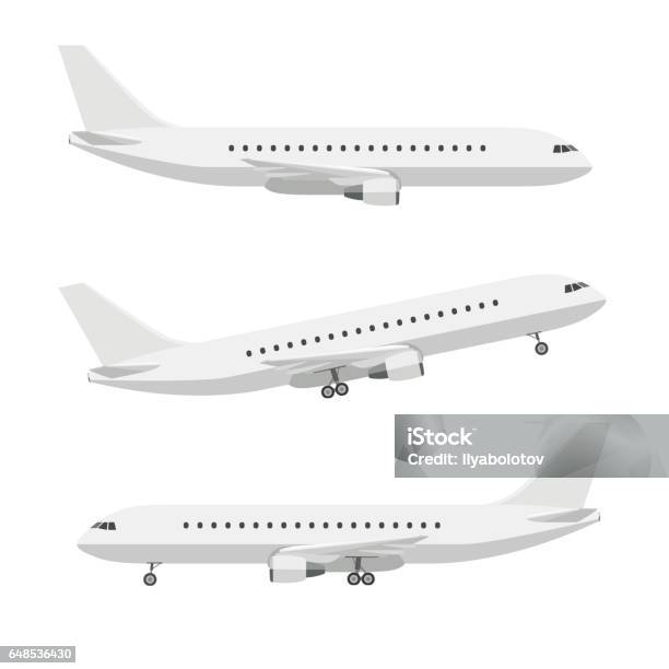 Airplane Stock Illustration - Download Image Now - Airplane, Side View, Illustration