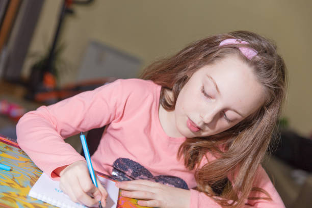 istock Little girl drawing 648536762