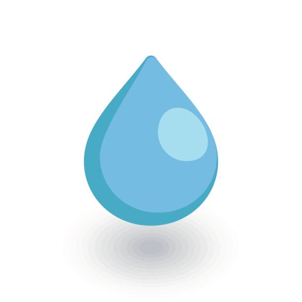 ilustraciones, imágenes clip art, dibujos animados e iconos de stock de icono plano isométrico gota de agua. vector 3d - puddle condensation water drop