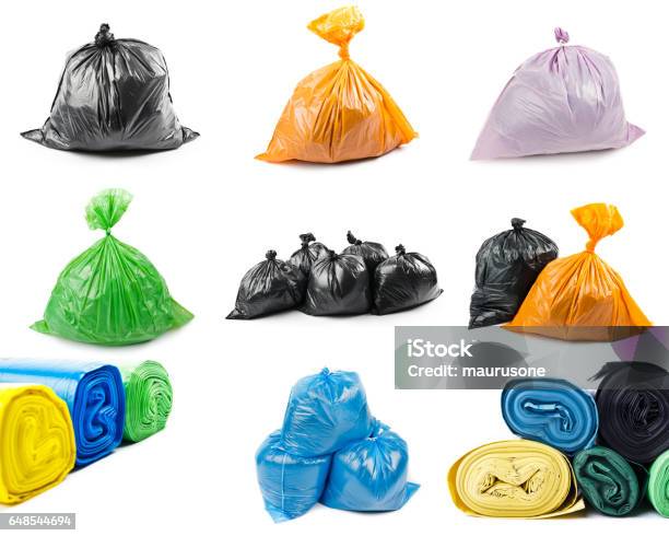 Collage Of Garbage Bags Stock Photo - Download Image Now - Garbage, Garbage Bag, Stack