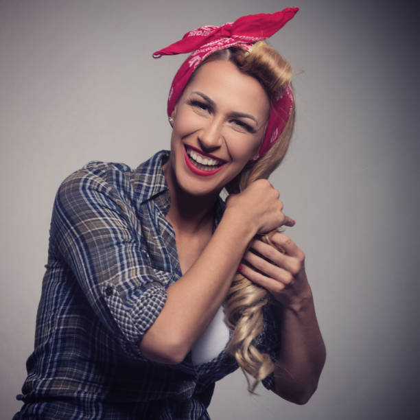 istock Blond model vintage concept Pin up style. 648550400