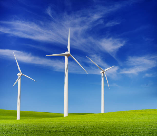 istock wind turbines in the green hills 648550906
