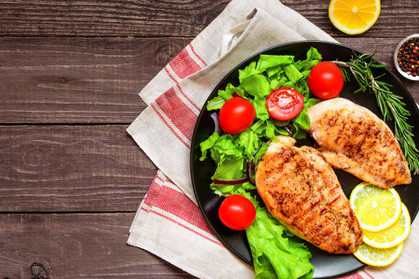 istock Grilled chicken breast fillet on a plate 648551558