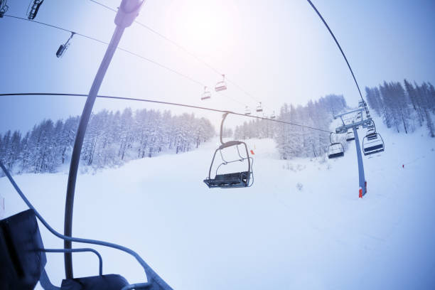 istock View from the chairlift on snowcapped slopes 648558782