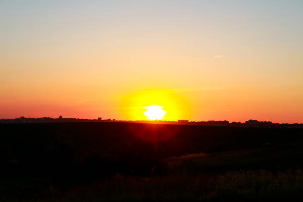 istock Sunset landscape. Horizon at sunset. Red black paint. 648565240