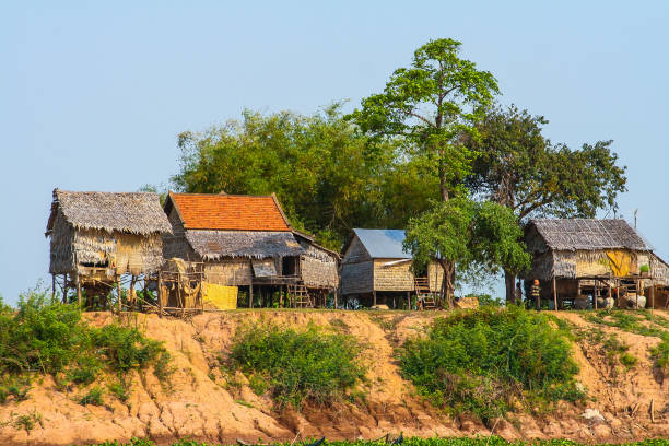 Phnom Penh, Cambodia - March 14, 2009: River scenes (Mekong and Tonle Sap Rivers) on the boat ride from Phnom Penh to Siam Reap in the late winter of 2008.