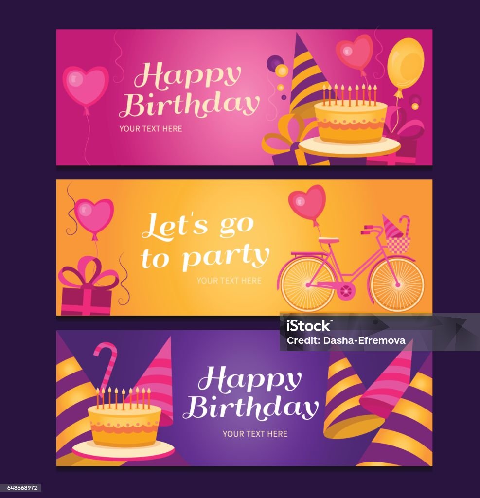 Happy Birthday Banners Collection Stock Illustration - Download ...