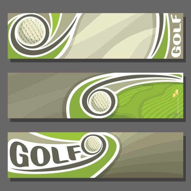 골프에 대 한 벡터 가로 배너 - golf ball golf curve banner stock illustrations