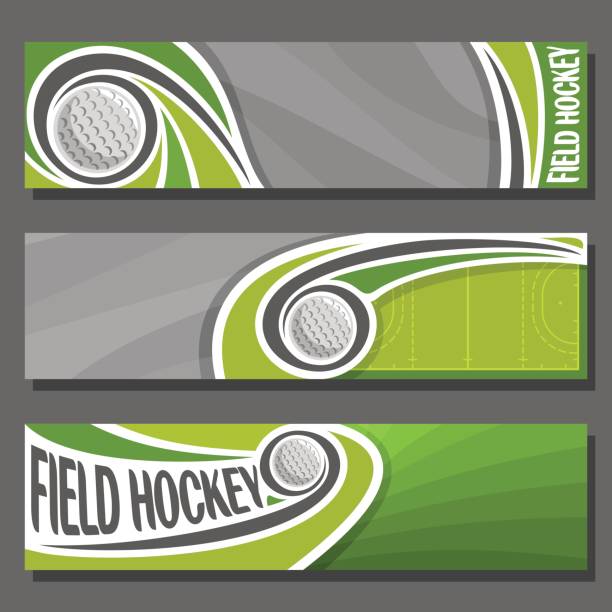 ilustrações de stock, clip art, desenhos animados e ícones de vector horizontal banners for field hockey - field hockey