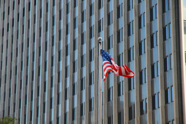 istock USA New York flag buildings 648572704