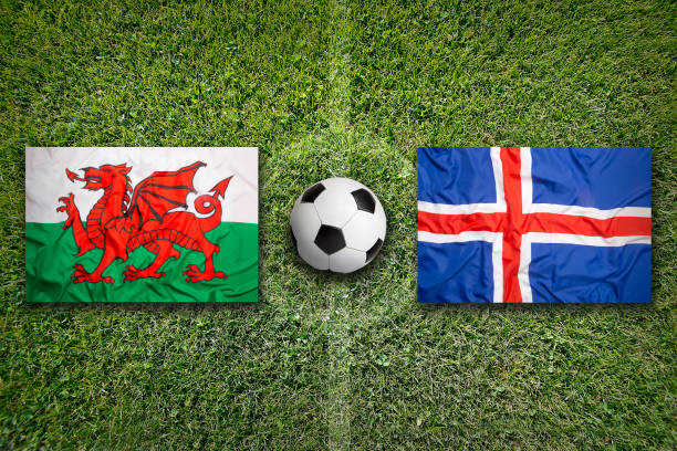 istock Wales vs. Iceland flags on soccer field 648578606