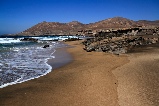 The famous lagoon in Playa la Solapa, Fuerteventura, Canary Islands, Spain