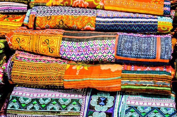 istock Silk scarves and textiles from Thailand 648586004