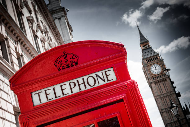 istock Red london telephone booth with the big ben 648588518