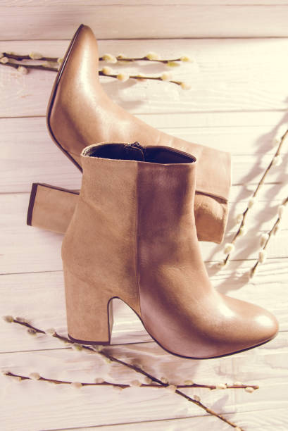 istock Beige leather womens shoes 648591920