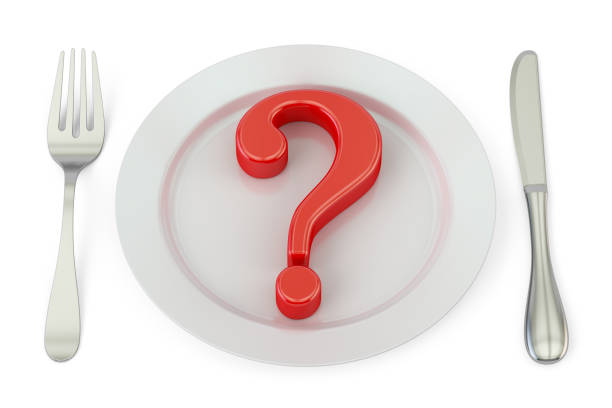 istock Plate with question mark, healthy or unhealthy food concept, 3D rendering 648594916
