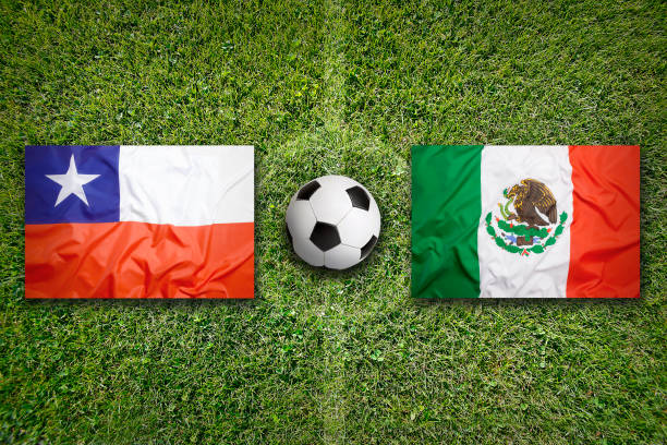 istock Chile vs. Mexico flags on soccer field 648601054