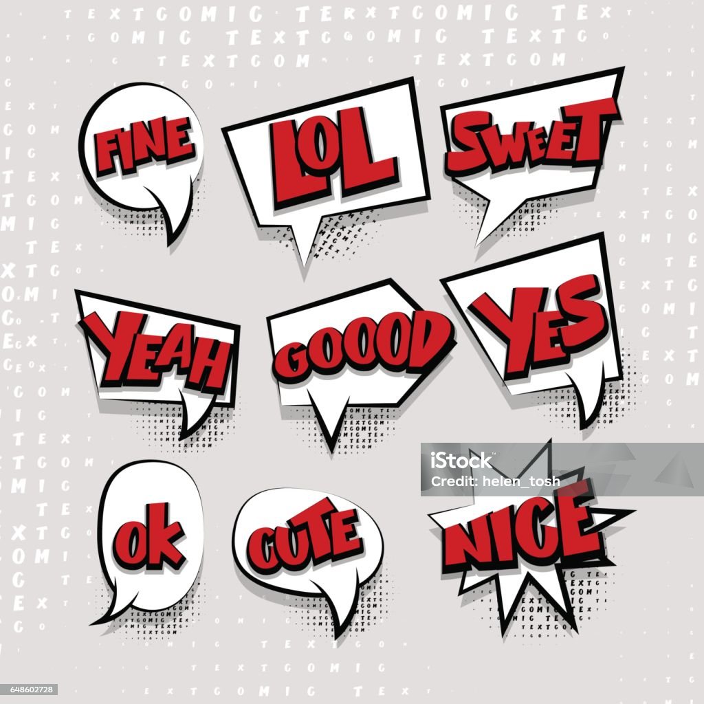 Set Cartoon Comic Text White Cloud Stock Illustration - Download Image ...