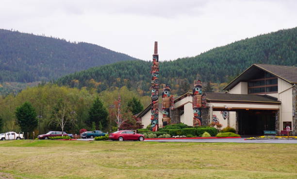 Indian Totem, WA. Many indian totem poles are decorated in Washington State. pacific northwest totem poles stock pictures, royalty-free photos & images