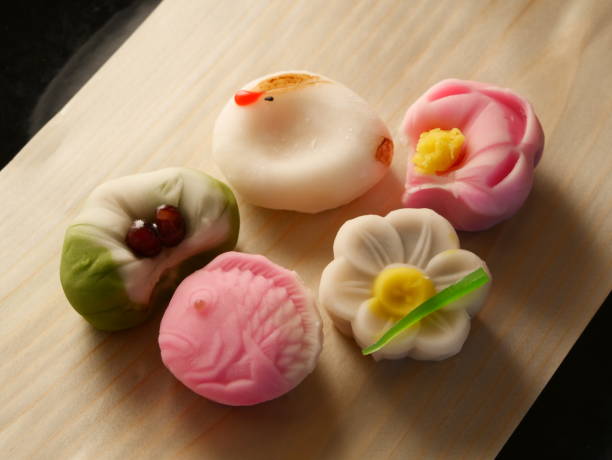 Wagashi Wagashi Japanese Sweets It is a seasonal Japanese confectionery, a fresh confectionary. adzuki bean photos stock pictures, royalty-free photos & images