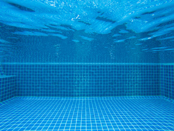 Underwater shot of swimming pool. stock photo