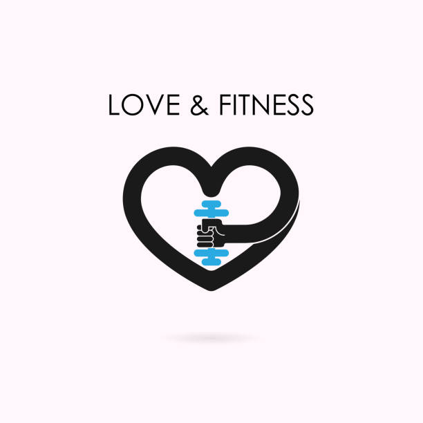 Heart sign and dumbbell icon.Fitness and gym logo.Healthcare,sport,medical and science symbol.Healthy lifestyle vector logo template. Heart sign and dumbbell icon.Fitness and gym logo.Healthcare,sport,medical and science symbol.Healthy lifestyle vector logo template.Vector illustration workout logo stock illustrations