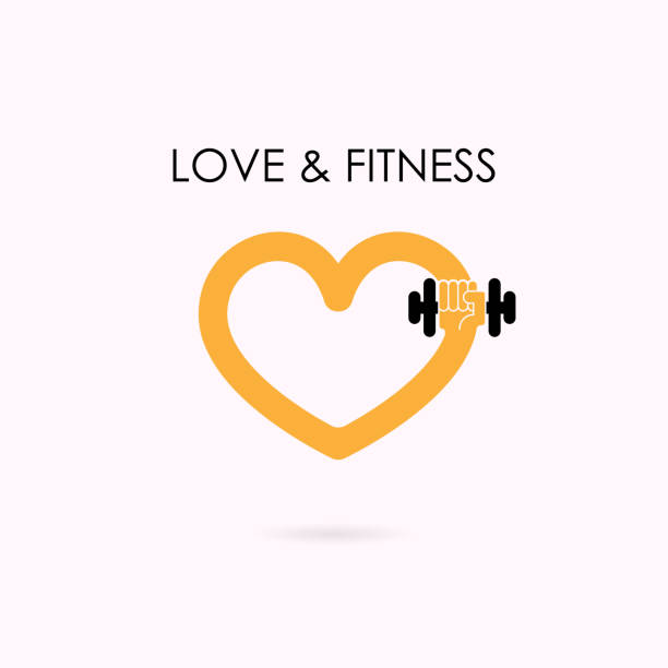Heart sign and dumbbell icon.Fitness and gym logo.Healthcare,sport,medical and science symbol.Healthy lifestyle vector logo template. Heart sign and dumbbell icon.Fitness and gym logo.Healthcare,sport,medical and science symbol.Healthy lifestyle vector logo template.Vector illustration elementary particle stock illustrations