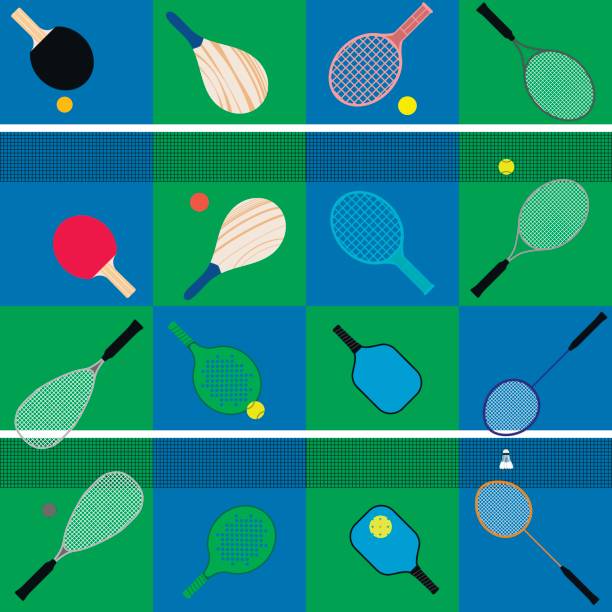 라켓과 볼의 집합 - racket stock illustrations