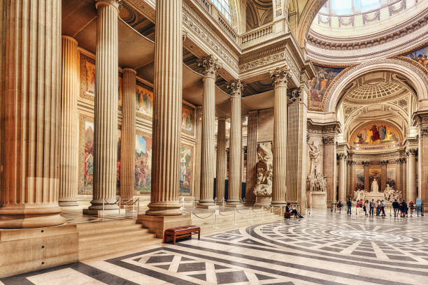 im inneren des französischen mausoleums für große menschen von frankreich - das pantheon in paris. - pantheon paris paris france france europe stock-fotos und bilder