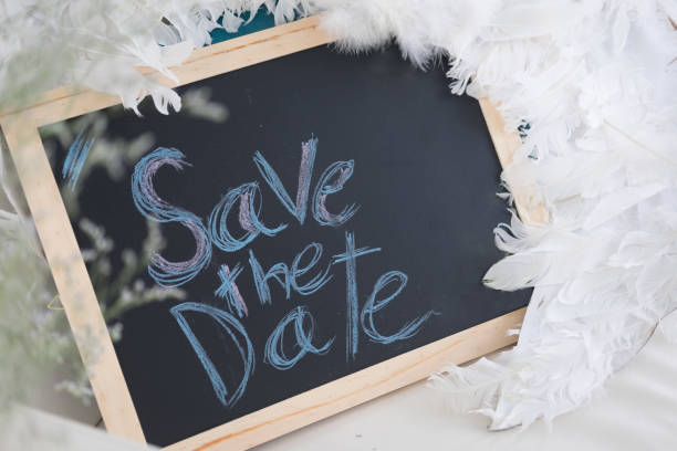 istock Sign With English Text Save The Date on blackboard 648674934