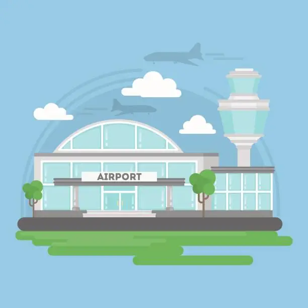 Vector illustration of Isolated airport building.