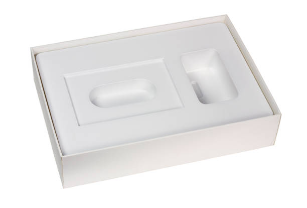 istock White empty opened  paper box for a favourite electronic gadget. Isolated with patch 648675864